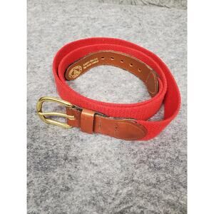 Leather Man Ltd. Men's 42 Red Belt Natural Cotton Weave Tab & Buckle Solid Brass